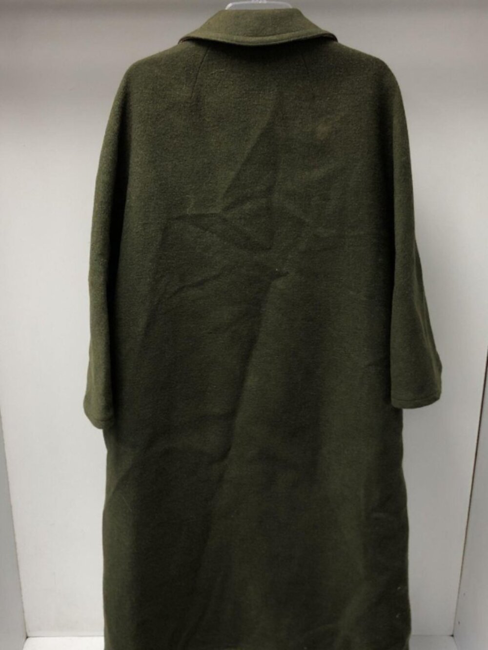 Vintage Lodenfrey Olive Green Wool Blend Long Coat 40 (US M) Plaid West Germany - Picture 5 of 7